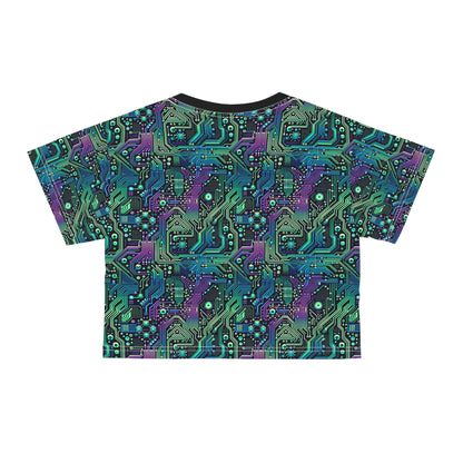 Tech-Infused Neon Tech-Forward Streetwear Crop Tee - 8404 Design-66