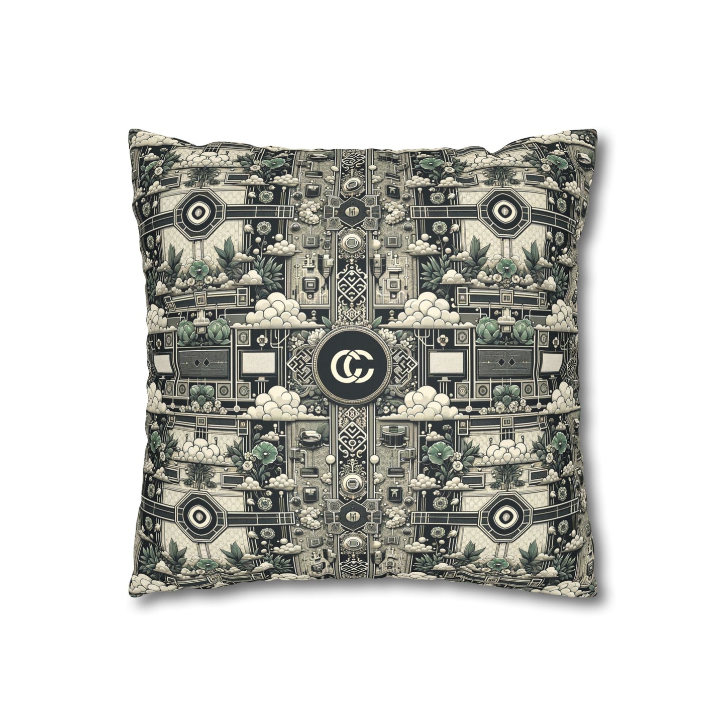 Cyber Garden Party Tech Garden Extravaganza Faux Suede Square Pillowcase - 8404 Design-54