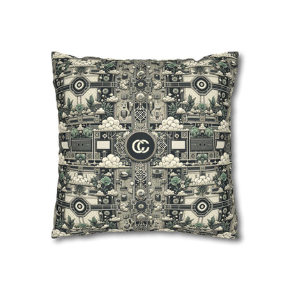 Cyber Garden Party Tech Garden Extravaganza Faux Suede Square Pillowcase - 8404 Design-54