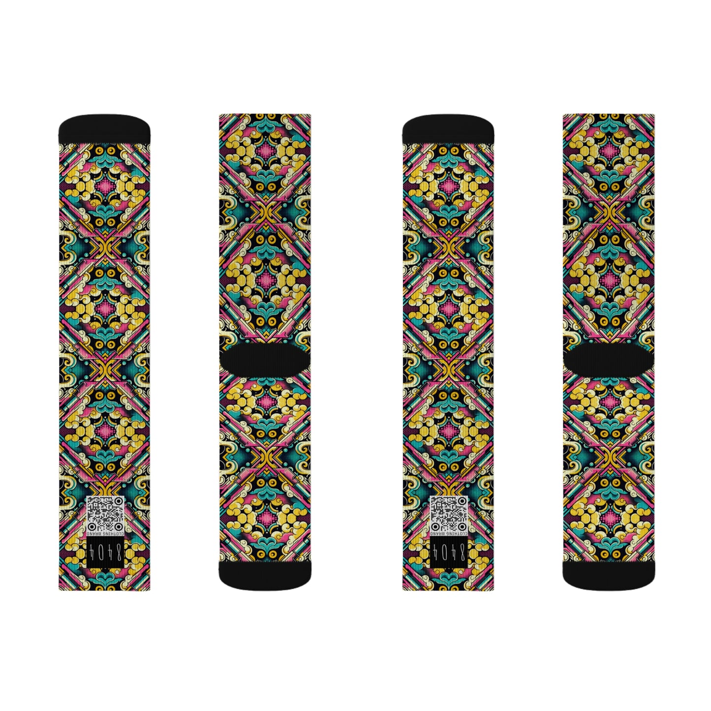 Neon Pop Art Revival Pop Culture Retro Sublimation Socks - 8404 Design-59
