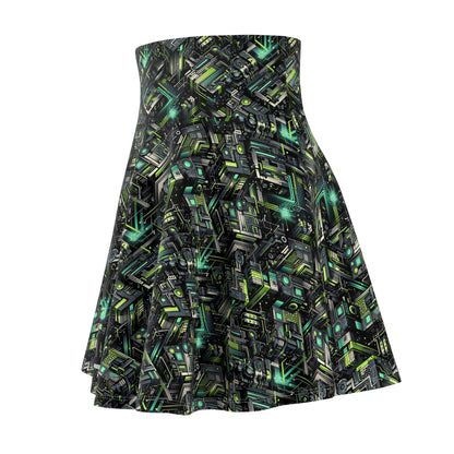 Tech-Infused Graphics Tech-Forward Streetwear Women's Skater Skirt - 8404 Design-47