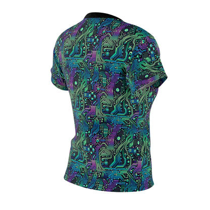Tech-Infused Neon Tech-Forward Streetwear Women's Cut & Sew Tee - 8404 Design-66