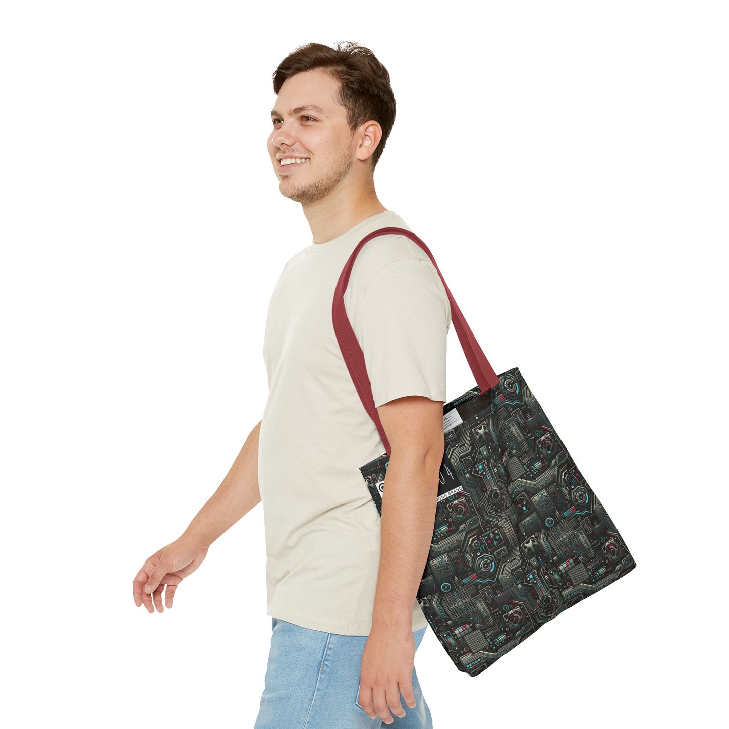 Tech Noir Aesthetics Sleek Tech Streetwear Tote Bag - 8404 Design-52