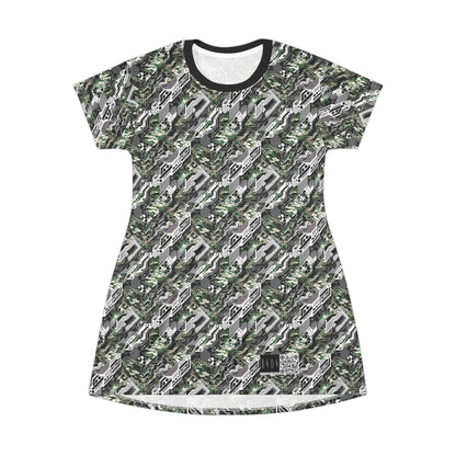 Tech Camo Fusion Tech-Forward Streetwear With a Futuristic Edge T-Shirt Dress - 8404 Design-46