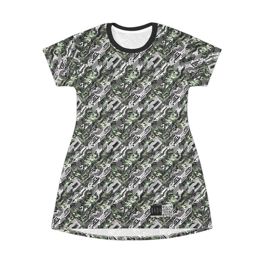 Tech Camo Fusion Tech-Forward Streetwear With a Futuristic Edge T-Shirt Dress - 8404 Design-46