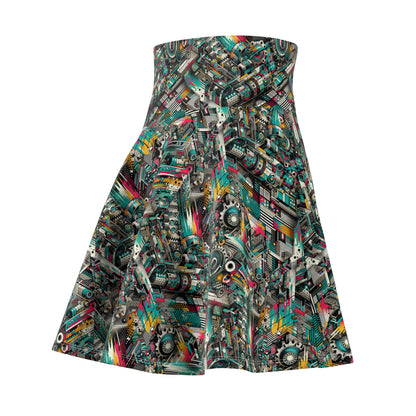 Urban Graffiti Fusion Eclectic Street Art Meets Modern Tech Culture Women's Skater Skirt - 8404 Design-51