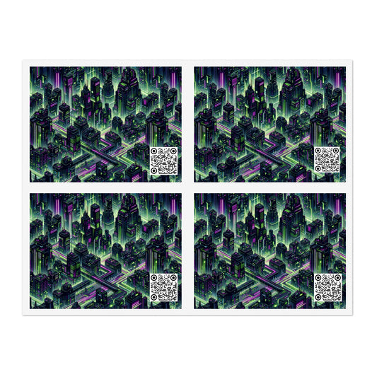 Tech Noir Aesthetics Tech-Forward Urban Dystopia Sticker Sheets - 8404 Design-55