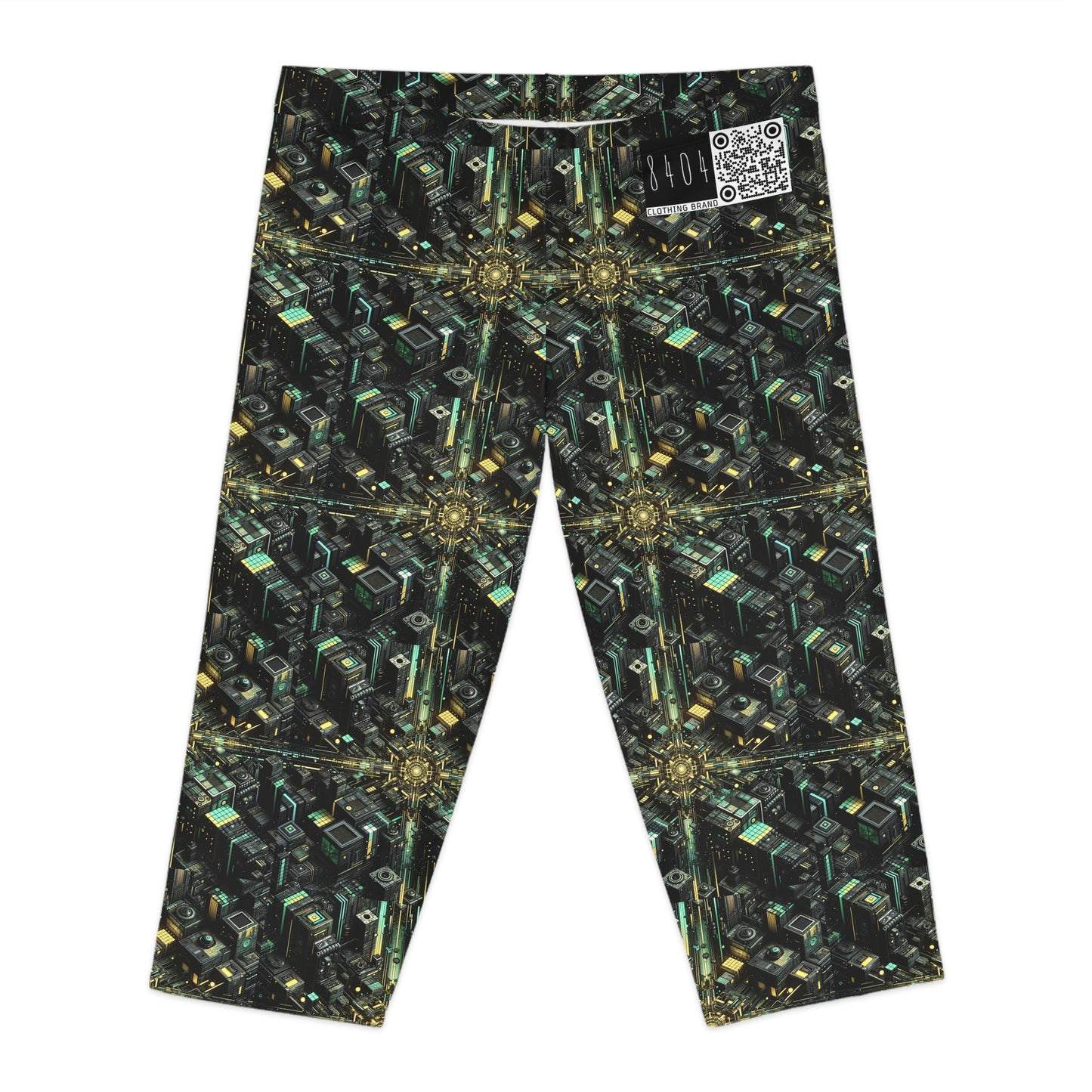 Tech Noir Graphics Tech-Inspired Streetwear Women's Capri Leggings - 8404 Design-66