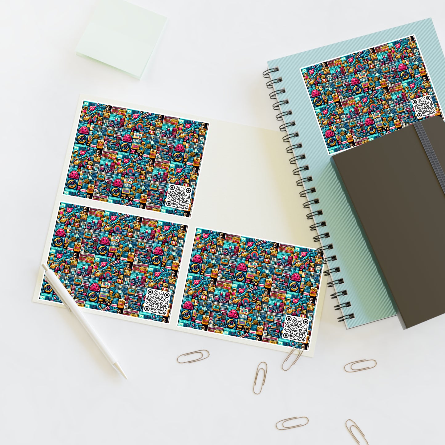 Digital Pop Culture Mashup Maximalist Pop Sticker Sheet - 8404 Design-47