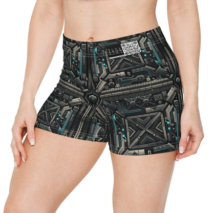 Tech Noir Futuristic Tech Aesthetic with a Dark Twist Women's Shorts - 8404 Design-59