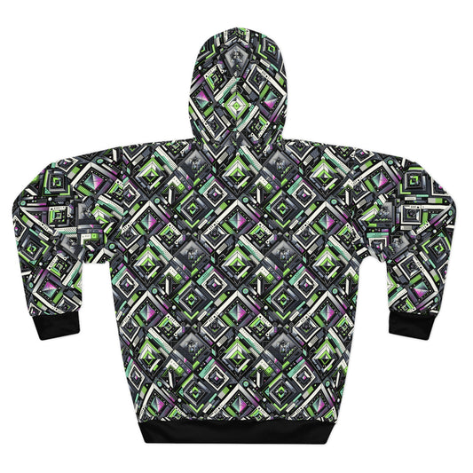 Retro Futurism Graphics Tech-Forward Streetwear Pullover Hoodie - 8404 Design-48