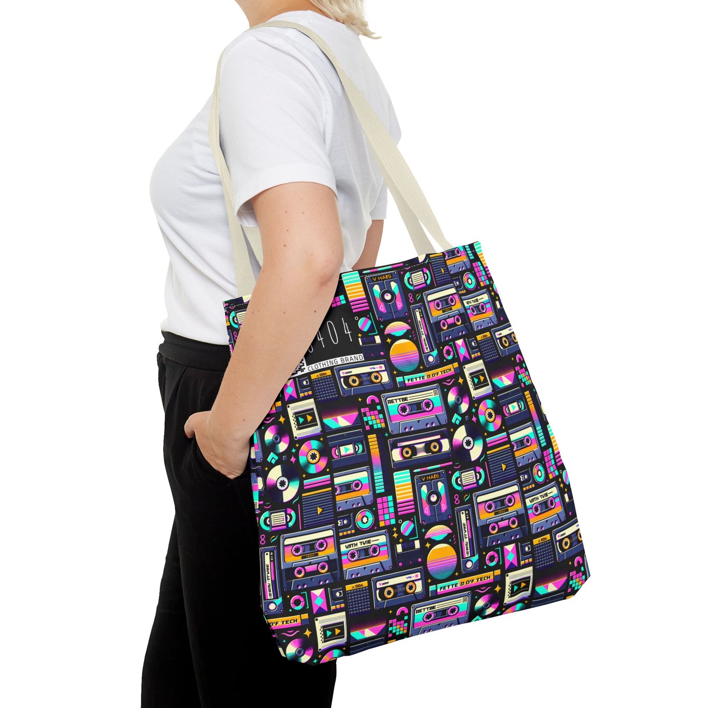 Digital Nostalgia Tech-Inspired Retro Fusion Tote Bag - 8404 Design-48