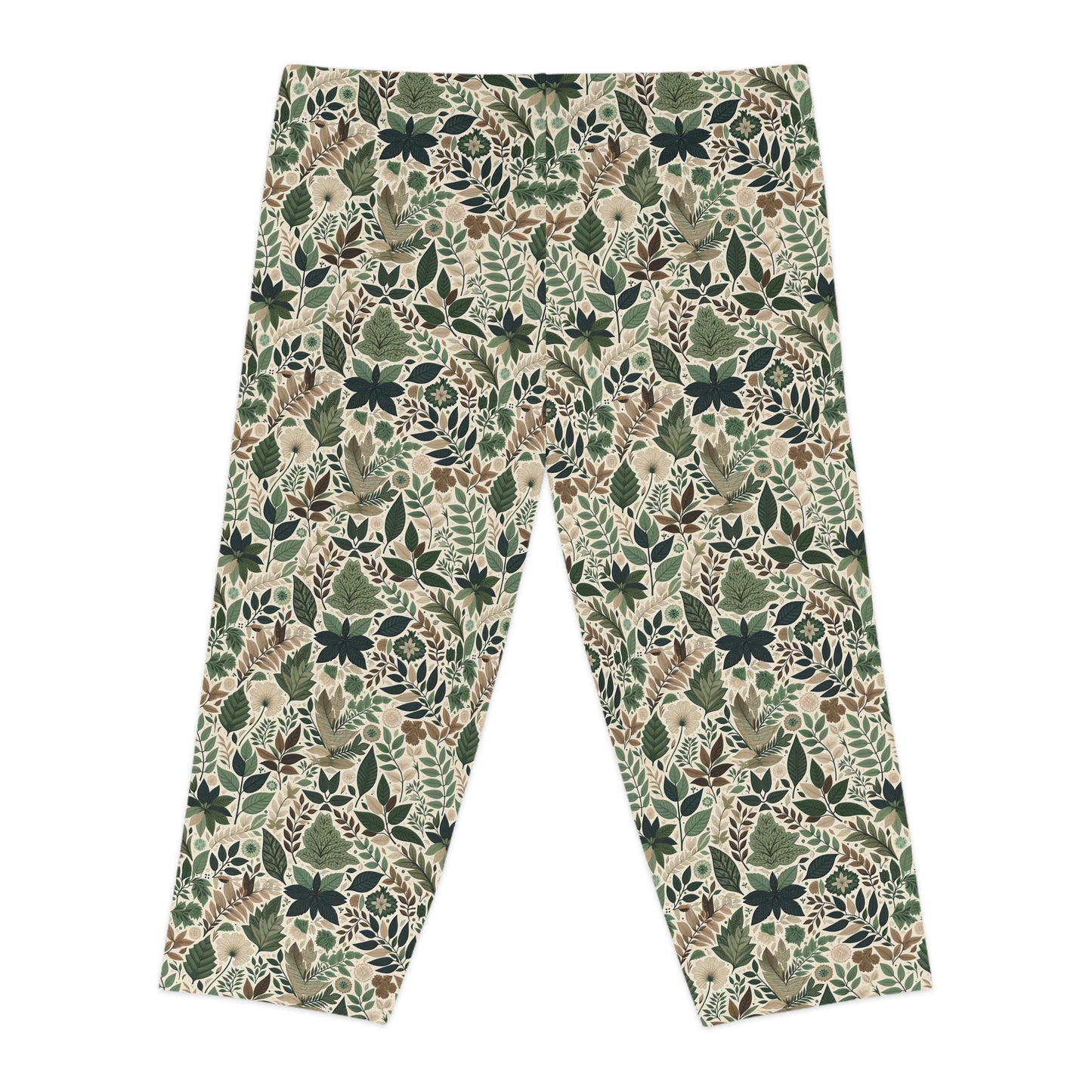 Streetwear Sustainability Environmentally Conscious Streetwear with a Natural Aesthetic Women's Capri Leggings - 8404 Design-57