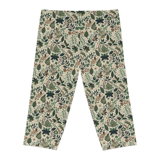 Streetwear Sustainability Environmentally Conscious Streetwear with a Natural Aesthetic Women's Capri Leggings - 8404 Design-57