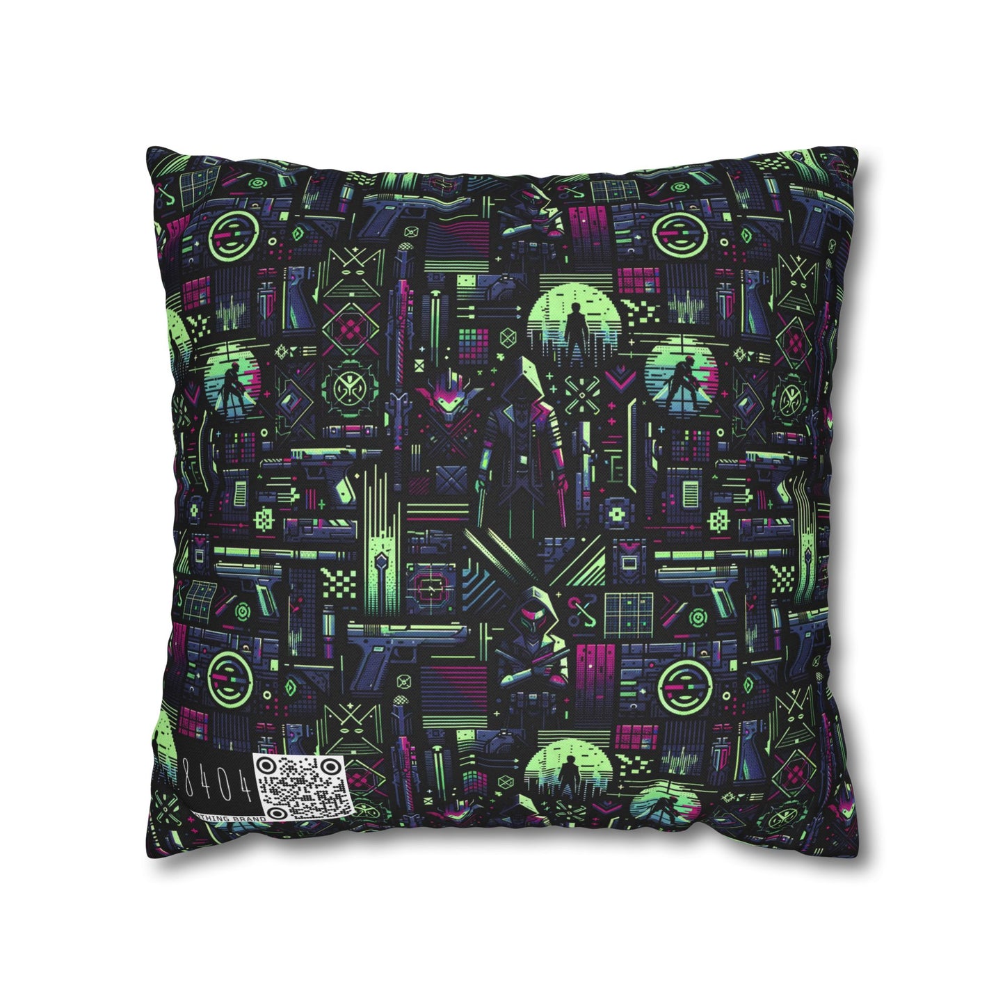 Tech Noir Futuristic Cyberpunk Spun Polyester Square Pillowcase - 8404 Design-63