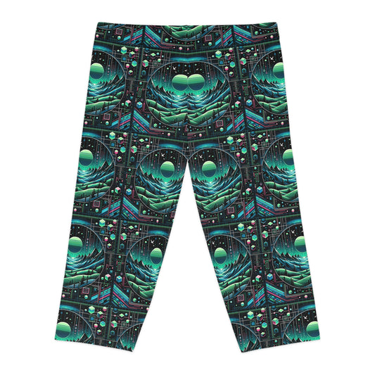 Digital Adventure Graphics Digital Explorer Women's Capri Leggings - 8404 Design-59