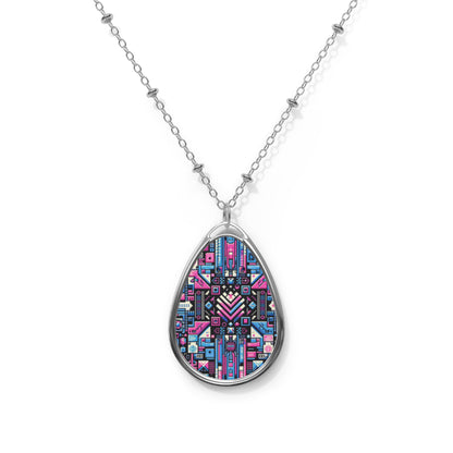 Digital Rebellion Youthful Streetwear with a Rebellious Digital Twist Oval Necklace - 8404 Design-65