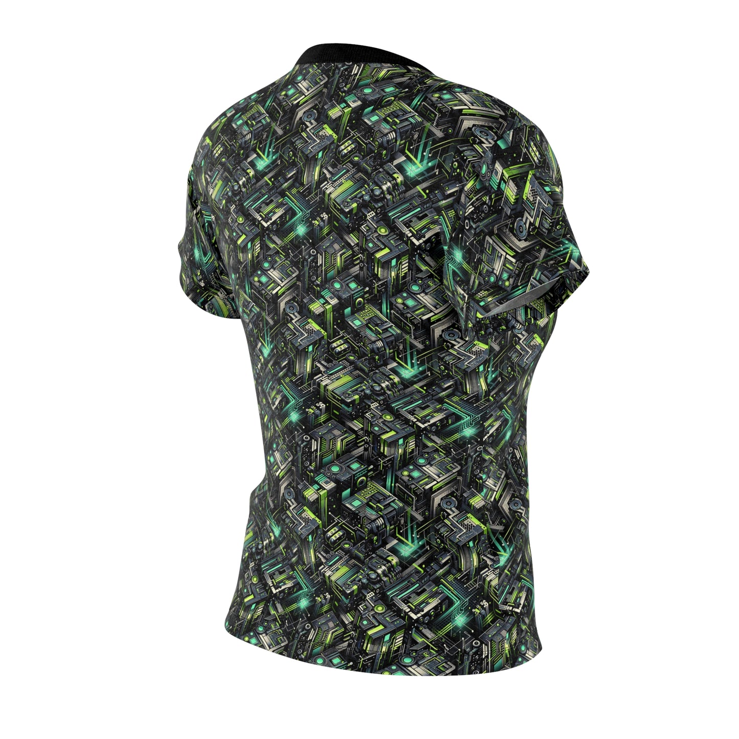 Tech-Infused Graphics Tech-Forward Streetwear Women's Cut & Sew Tee - 8404 Design-47