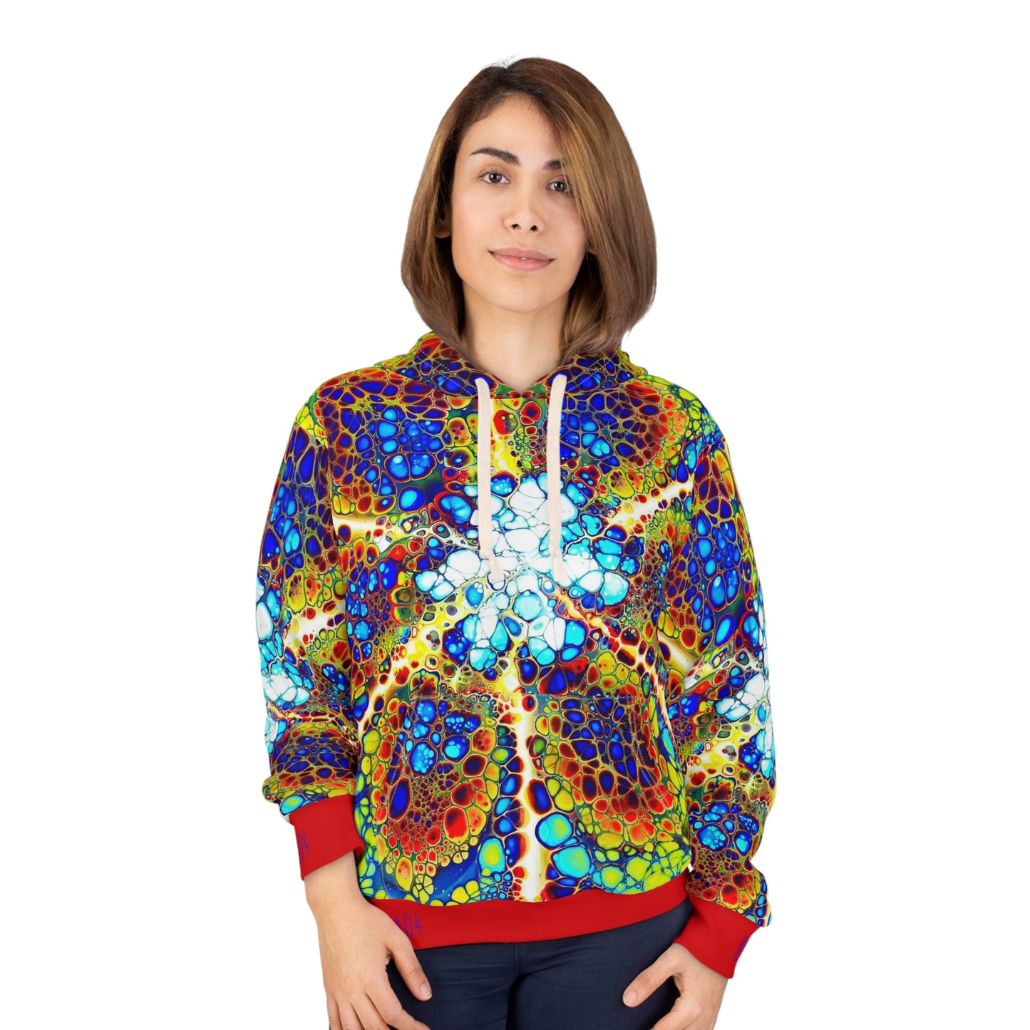 8404's Unisex Adult "Fusion Flower in Red" Fashion Pullover Hoodie