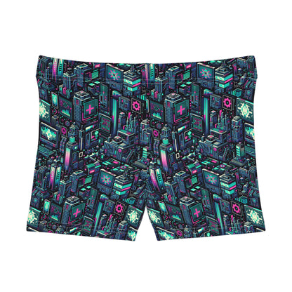 Digital Rebellion Tech-Inspired Streetwear Women's Shorts - 8404 Design-58