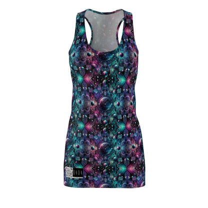 Galactic Hues Tech-Forward Cosmic Fusion Women's Cut & Sew Racerback Dress - 8404 Design-59