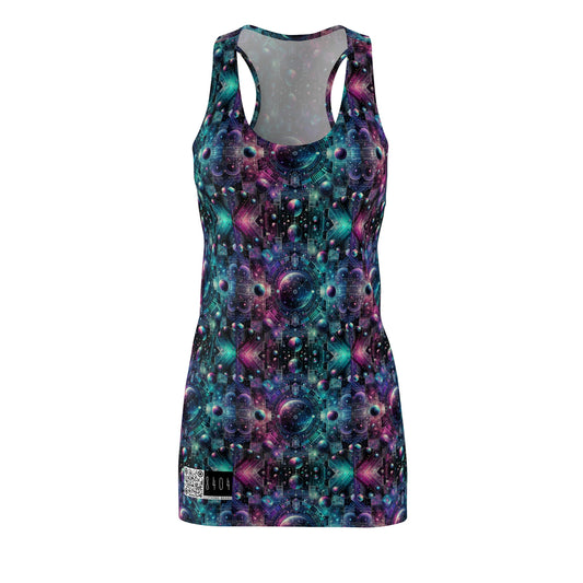 Galactic Hues Tech-Forward Cosmic Fusion Women's Cut & Sew Racerback Dress - 8404 Design-59