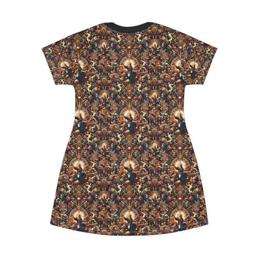 Digital Renaissance Luxurious Streetwear Inspired By Classical Art With a Modern Twist T-Shirt Dress - 8404 Design-64