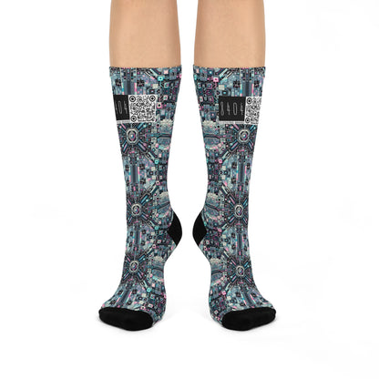 Digital Renaissance Tech-Forward Maximalism Cushioned Crew Socks - 8404 Design-44