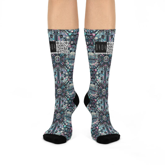 Digital Renaissance Tech-Forward Maximalism Cushioned Crew Socks - 8404 Design-44