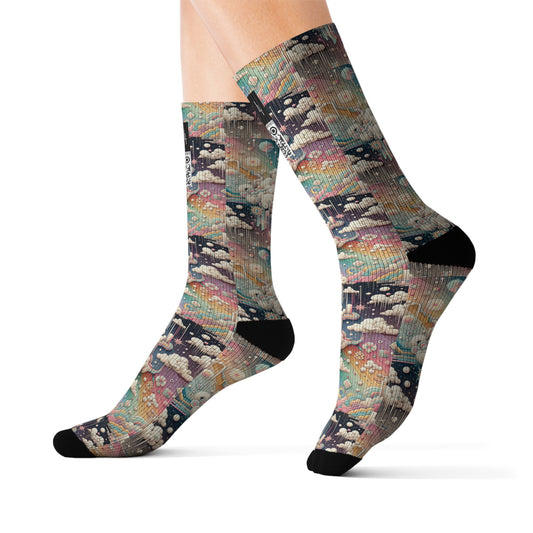 Digital Dreamland Whimsical and Nostalgic Streetwear With a Digital Twist Sublimation Socks - 8404 Design-52