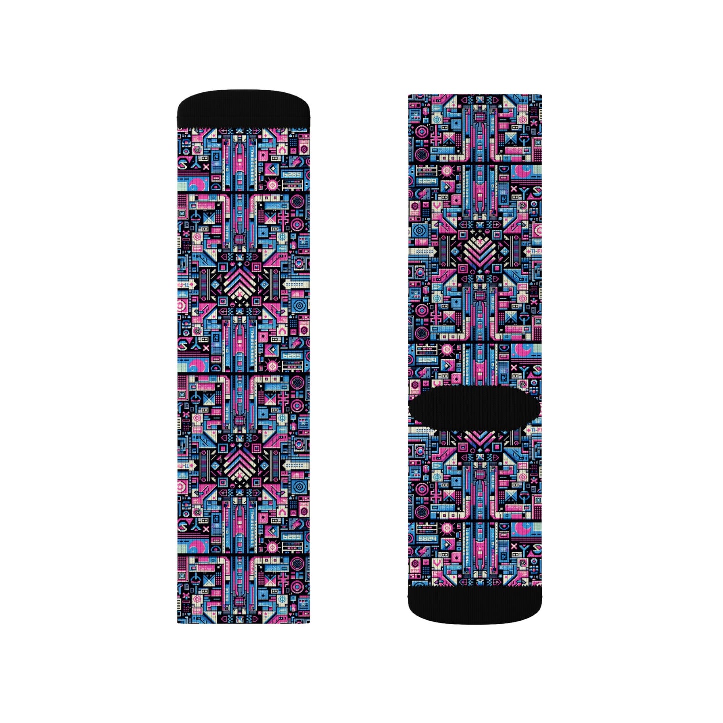 Digital Rebellion Youthful Streetwear with a Rebellious Digital Twist Sublimation Socks - 8404 Design-65