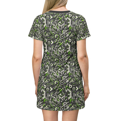 Graffiti Tech Fusion Bold Streetwear Fusion T-Shirt Dress - 8404 Design-59
