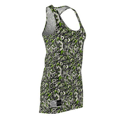 Graffiti Tech Fusion Bold Streetwear Fusion Women's Cut & Sew Racerback Dress - 8404 Design-59
