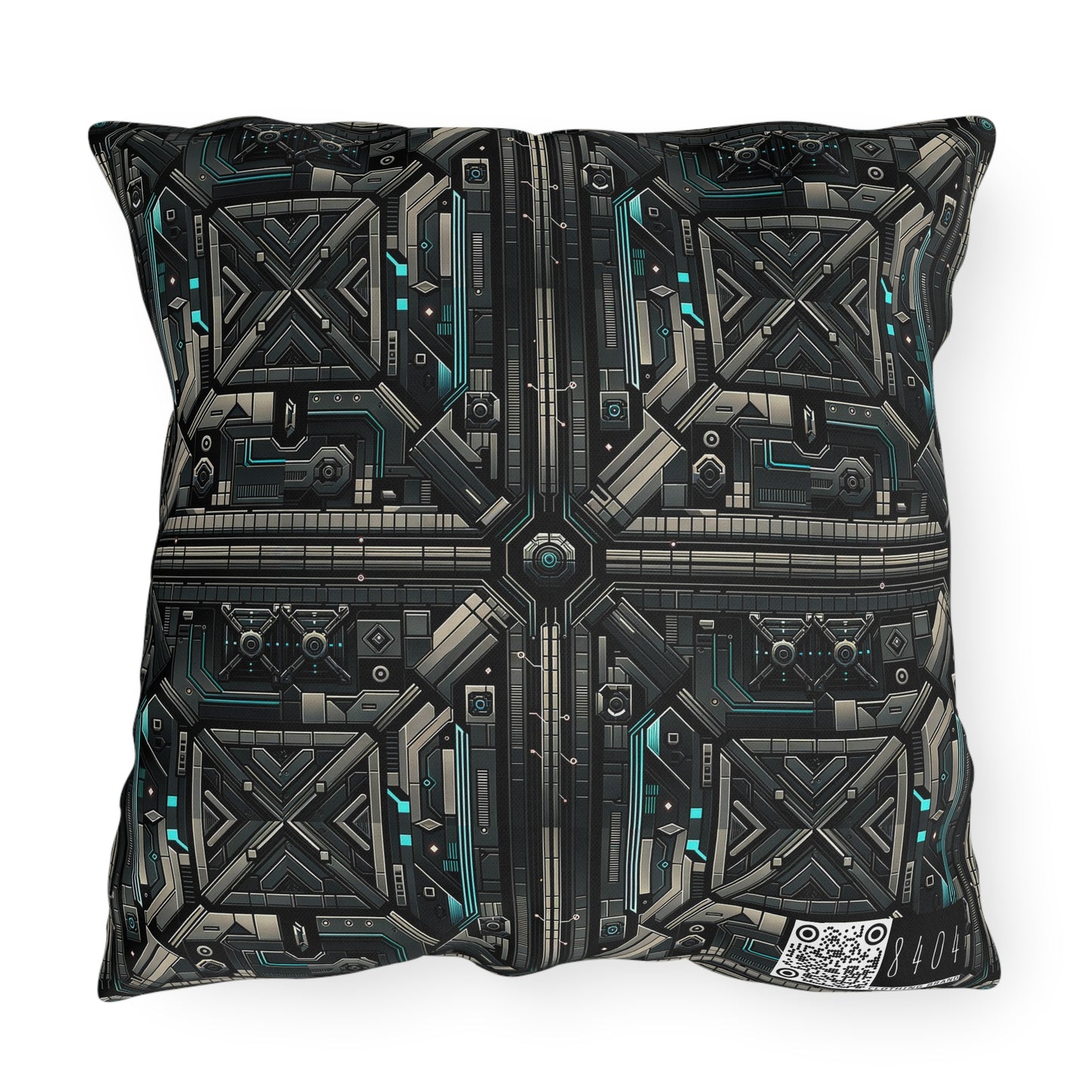 Tech Noir Futuristic Tech Aesthetic with a Dark Twist Outdoor Pillow - 8404 Design-59