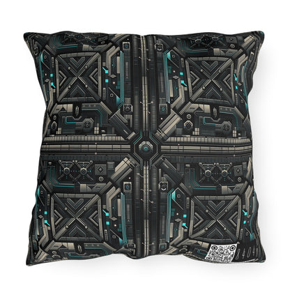 Tech Noir Futuristic Tech Aesthetic with a Dark Twist Outdoor Pillow - 8404 Design-59