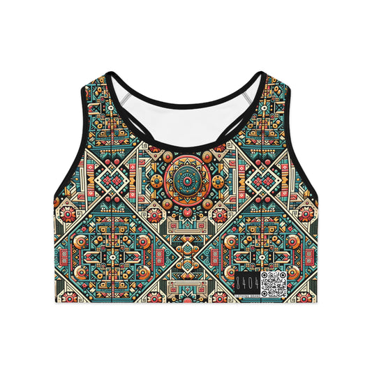 Cultural Fusion Tech Blend of Cultural Heritage With Tech-Inspired Elements Sports Bra - 8404 Design-74