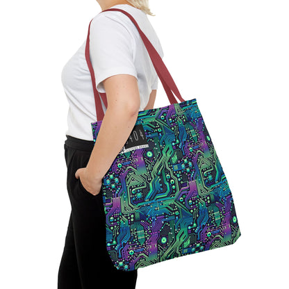 Tech-Infused Neon Tech-Forward Streetwear Tote Bag - 8404 Design-66