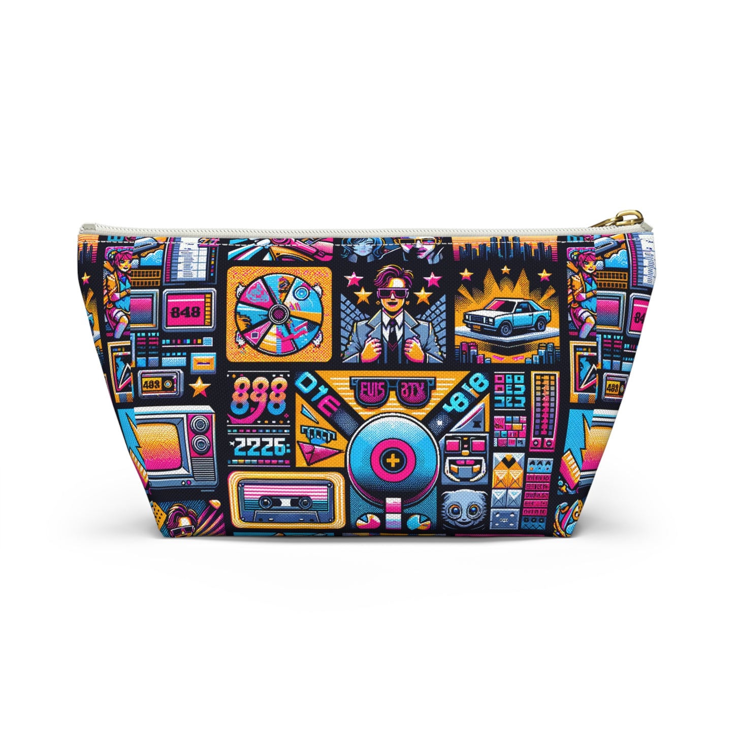 Digital Pop Culture Mashup Maximalist Pop Accessory Pouch W T-bottom - 8404 Design-52