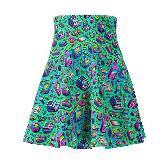 Y2k Revival Nostalgic Futurism Women's Skater Skirt - 8404 Design-48