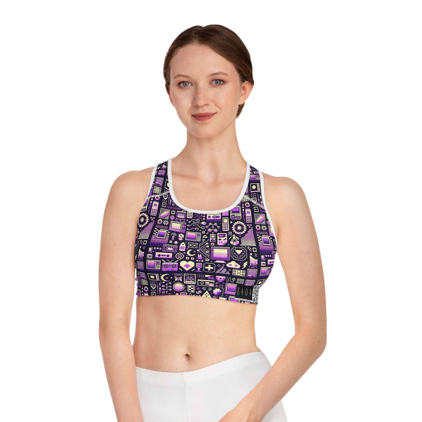 Digital Nostalgia Remix Modern Vintage Fusion Sports Bra - 8404 Design-54