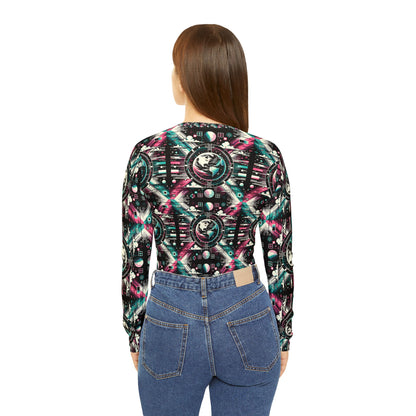 Digital Artistry Digital-native Streetwear Women's Long Sleeve V-neck Shirt - 8404 Design-62