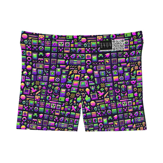 Digital Nostalgia Remix Modern Vintage Fusion Women's Shorts - 8404 Design-49