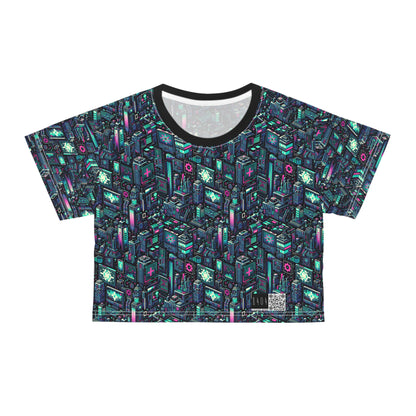 Digital Rebellion Tech-Inspired Streetwear Crop Tee - 8404 Design-58