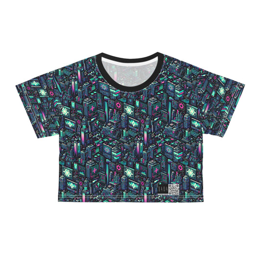 Digital Rebellion Tech-Inspired Streetwear Crop Tee - 8404 Design-58