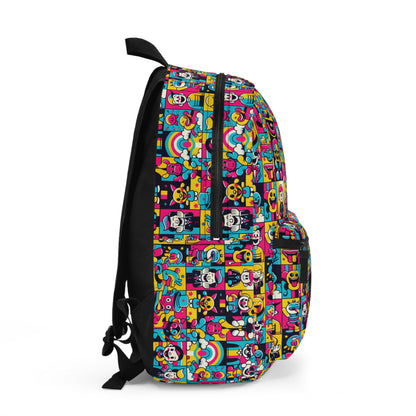 Neon Pop Playful Pop Culture Mashup Backpack - 8404 Design-60