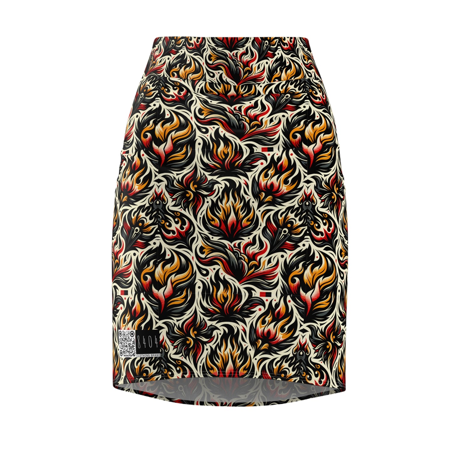 Fire & Flames Bold Streetwear Statement Women's Pencil Skirt - 8404 Design-57