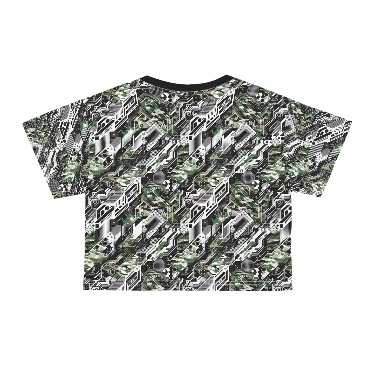 Tech Camo Fusion Tech-Forward Streetwear With a Futuristic Edge Crop Tee - 8404 Design-46