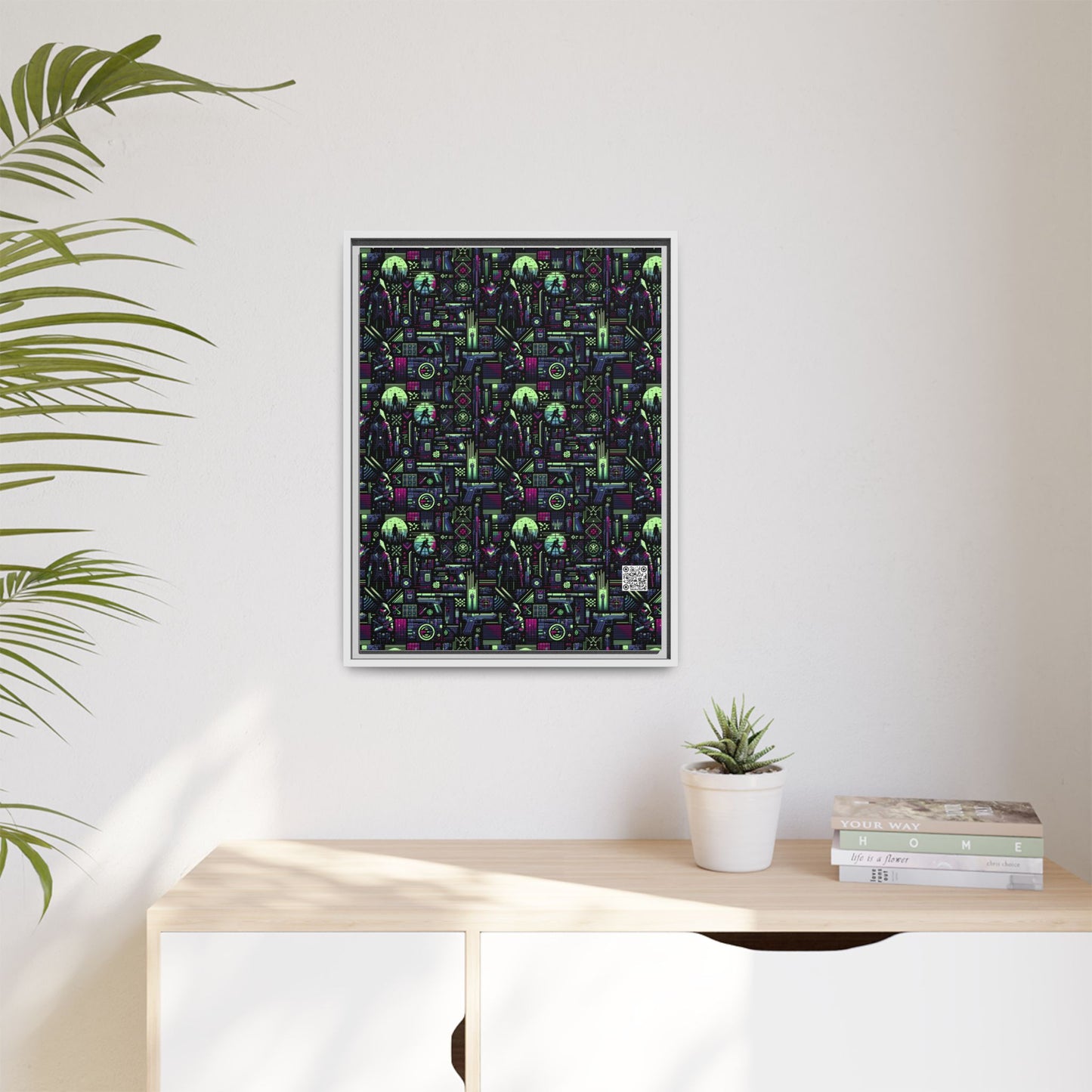Tech Noir Futuristic Cyberpunk Matte Canvas, Framed (multi-Color) - 8404 Design-63 A