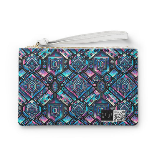 Digital Dreamland Futuristic Tech Aesthetic Clutch Bag - 8404 Design-46