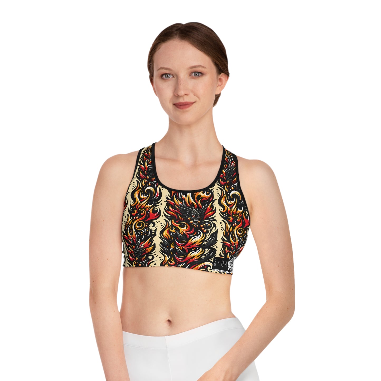 Flame Graphics Maximalist Streetwear Sports Bra - 8404 Design-65